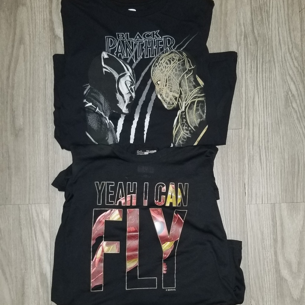 Youth XL Marvel Tshirts Iron Man Black Panther